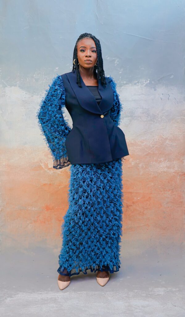 A NOUR TEXTURED SKIRT SUIT SET - Image 4