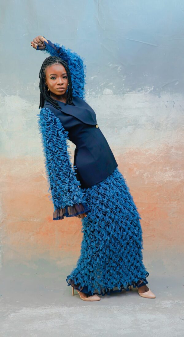 A NOUR TEXTURED SKIRT SUIT SET - Image 3