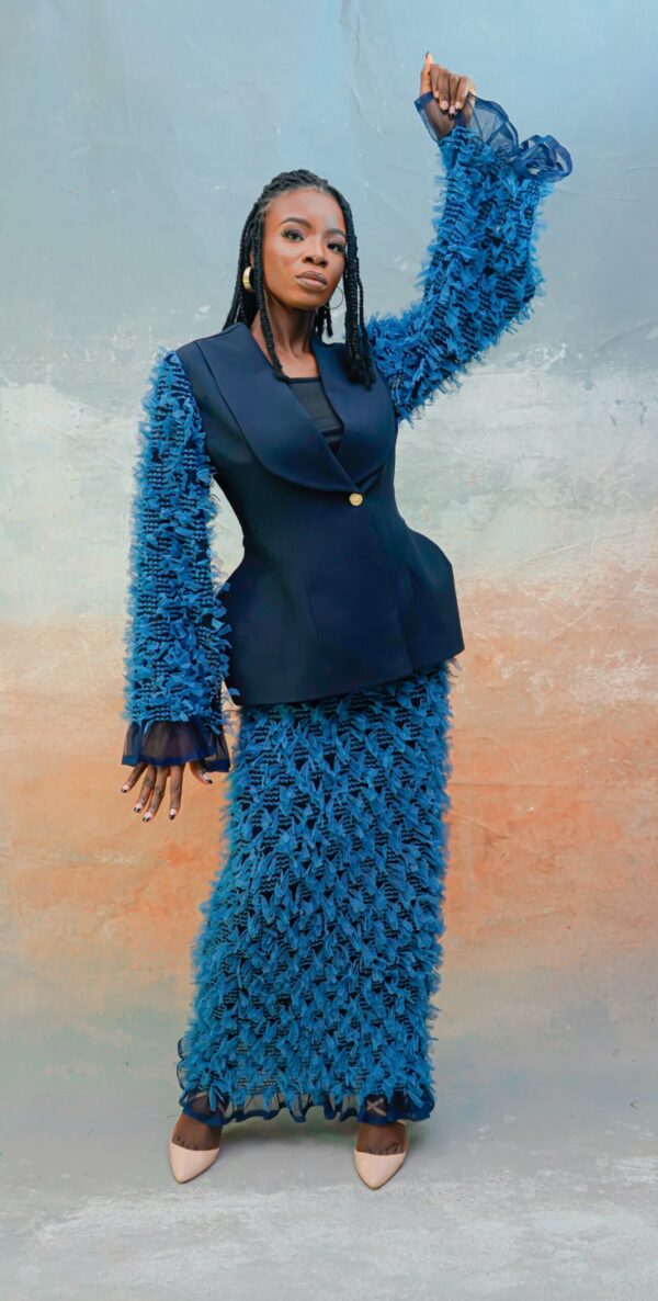 A NOUR TEXTURED SKIRT SUIT SET - Image 2